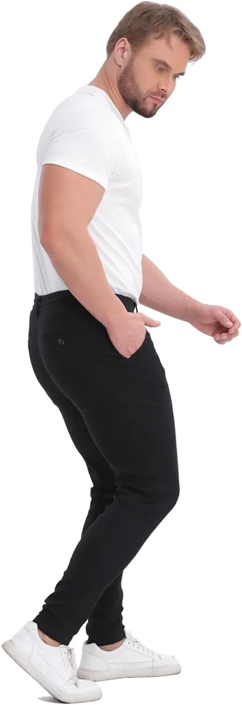ALLELMS Mens Chinos Slim Fit Stretch Flat-Front Skinny Dress Pants