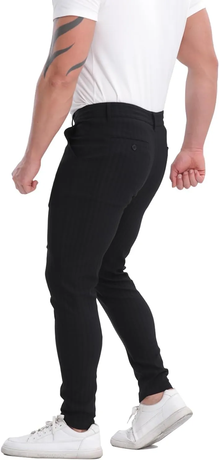 ALLELMS Mens Chinos Slim Fit Stretch Flat-Front Skinny Dress Pants