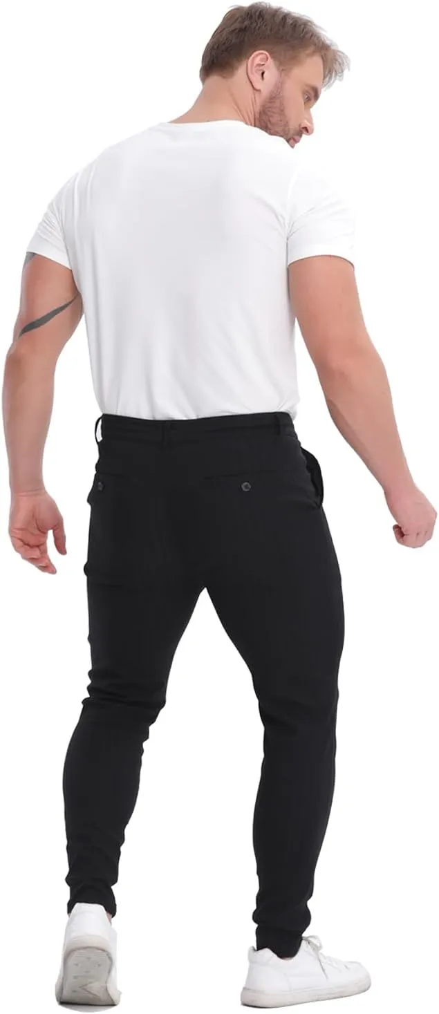 ALLELMS Mens Chinos Slim Fit Stretch Flat-Front Skinny Dress Pants