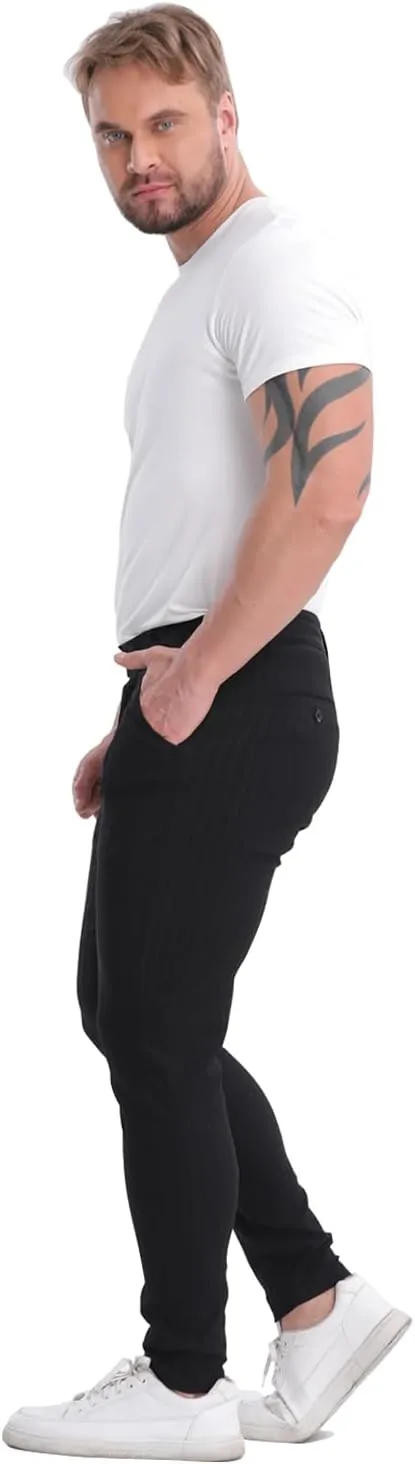 ALLELMS Mens Chinos Slim Fit Stretch Flat-Front Skinny Dress Pants