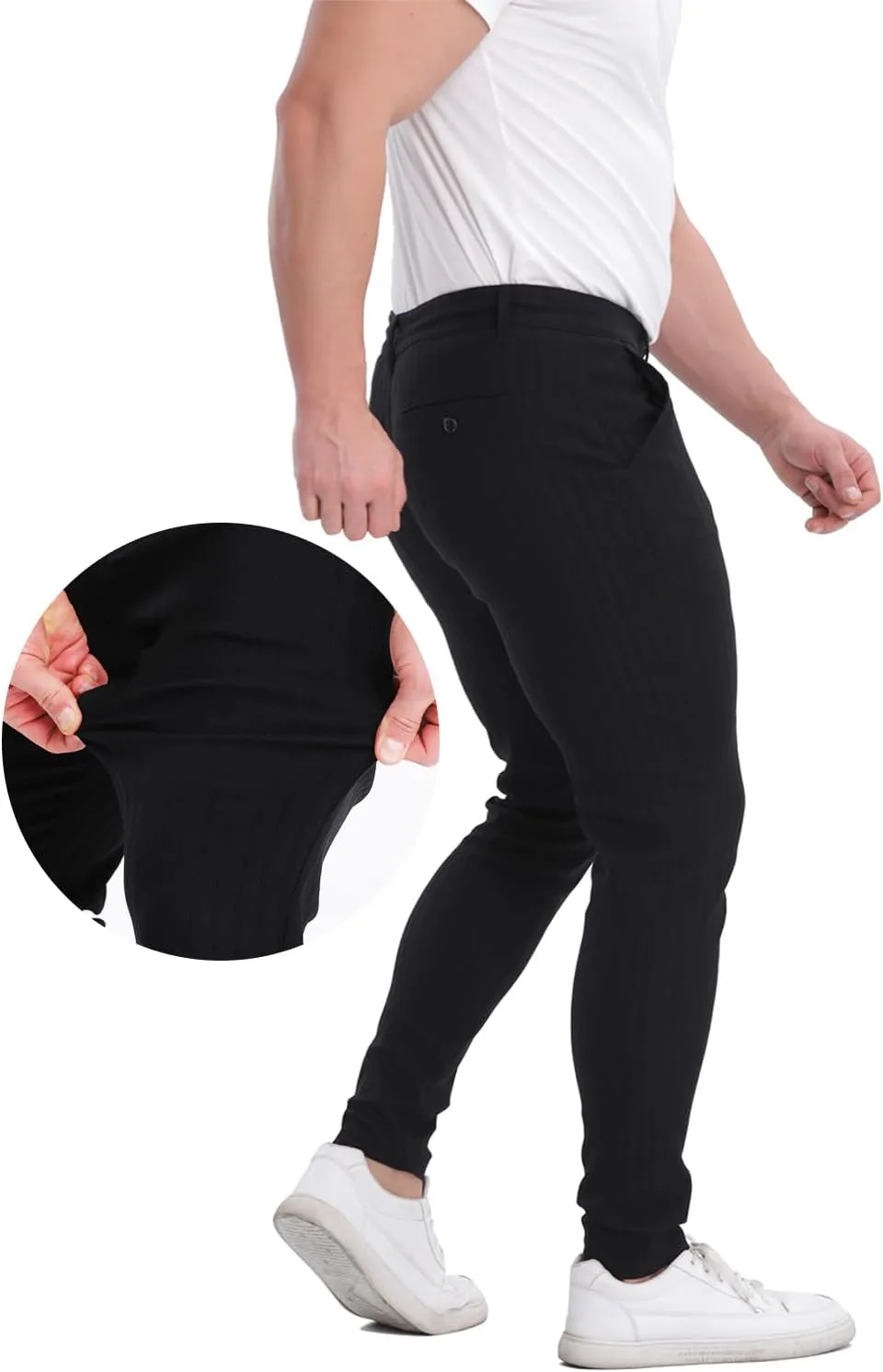 ALLELMS Mens Chinos Slim Fit Stretch Flat-Front Skinny Dress Pants