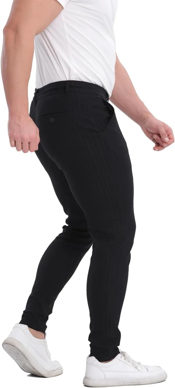 ALLELMS Mens Chinos Slim Fit Stretch Flat-Front Skinny Dress Pants