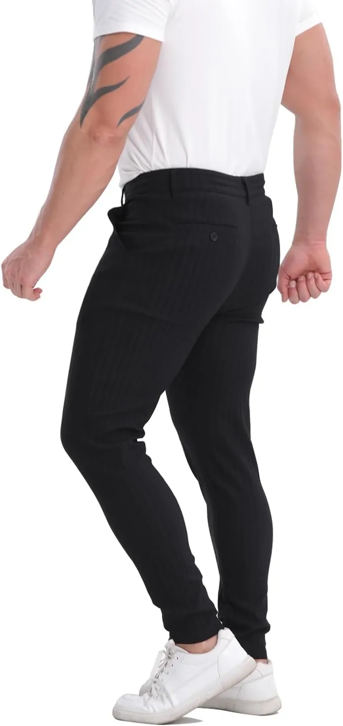 ALLELMS Mens Chinos Slim Fit Stretch Flat-Front Skinny Dress Pants