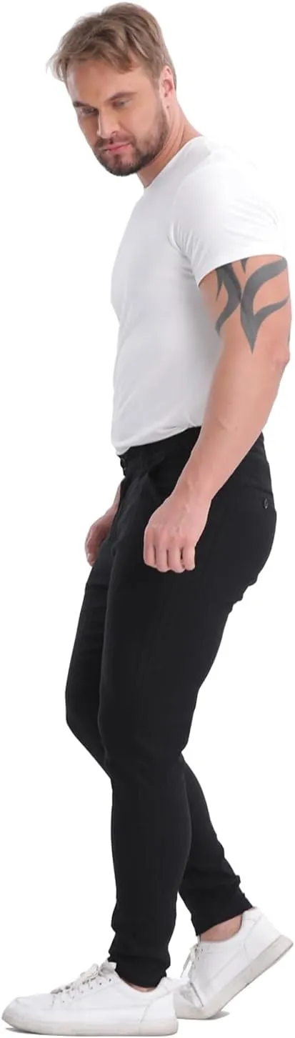 ALLELMS Mens Chinos Slim Fit Stretch Flat-Front Skinny Dress Pants