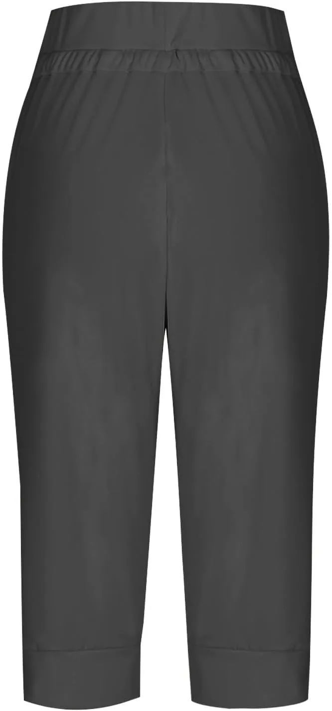 GOKKILRW Womens Capri Yoga Pants Stretch Workout Joggers Drawstring Sweatpants Summer Lounge Pajama Active Capris with Pocket