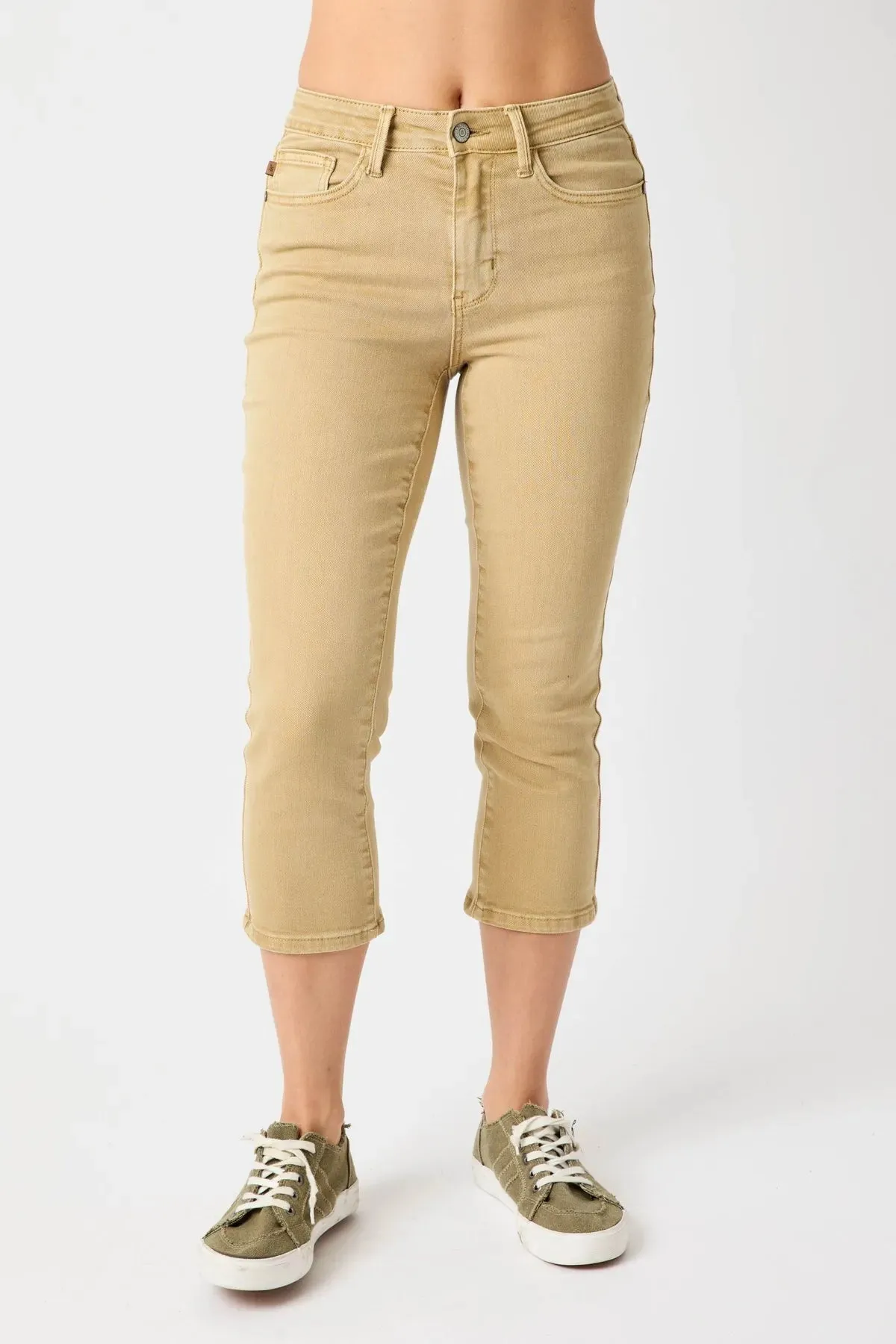 Judy Blue MR Garment Dyed Khaki Capri
