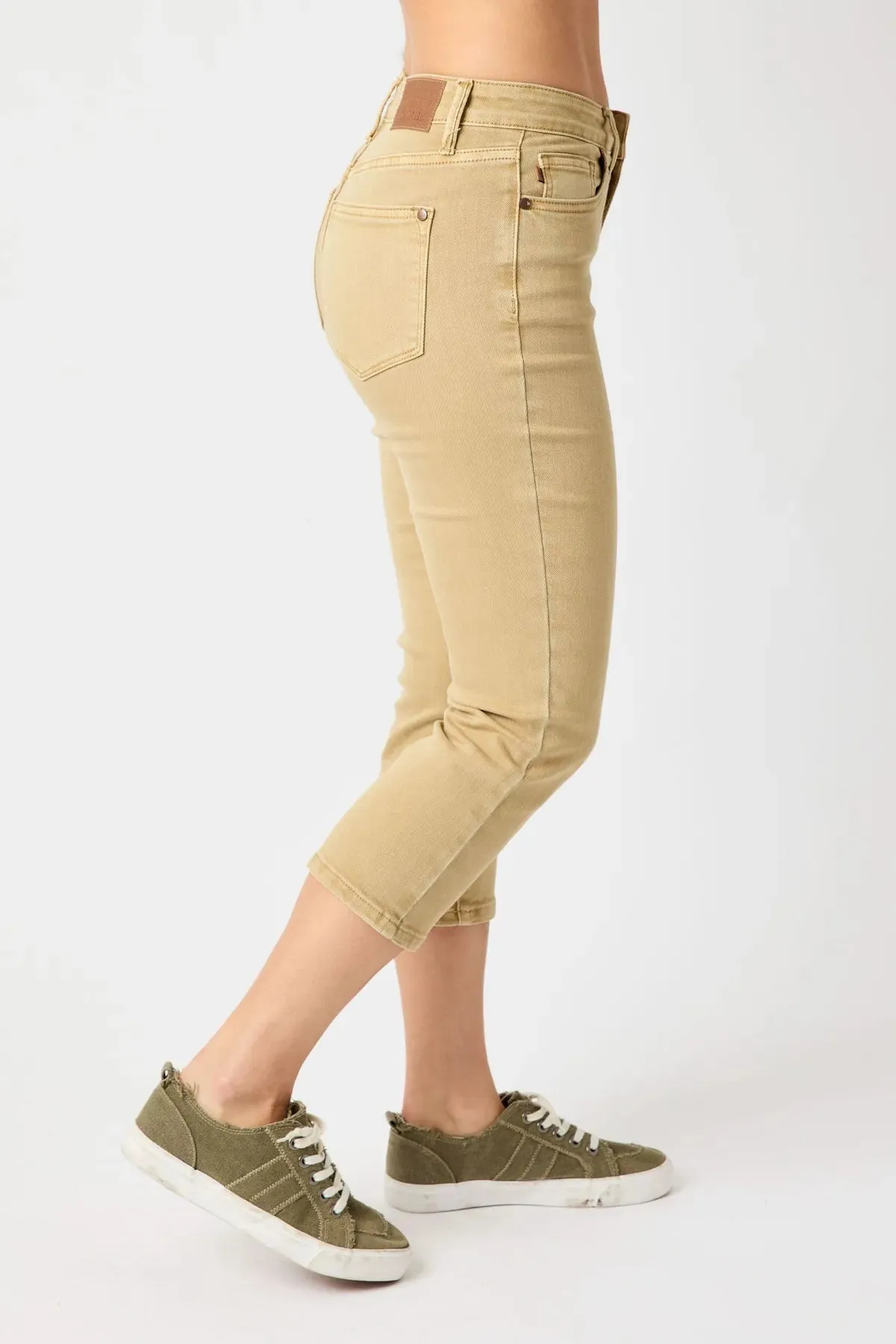 Judy Blue MR Garment Dyed Khaki Capri