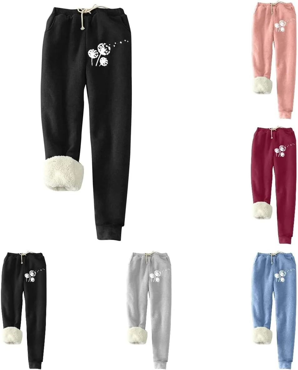 Women's Warm Lined Athletic Sweatpants High Waisted Jogger Pants Fleece Lined Winter Thicken Outdoor
