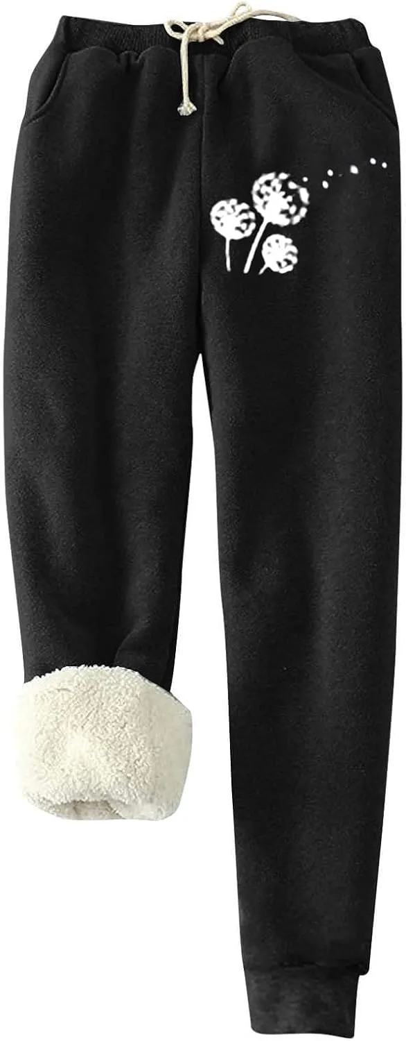 Women's Warm Lined Athletic Sweatpants High Waisted Jogger Pants Fleece Lined Winter Thicken Outdoor