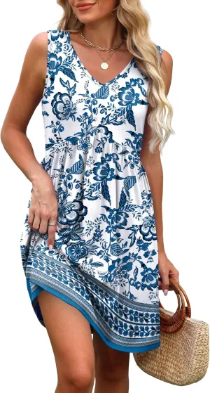 XIEERDUO Summer Dresses for Women 2025 Casual Dress V Neck Swimsuit Coverup Beach Vacation Clothes Fashion